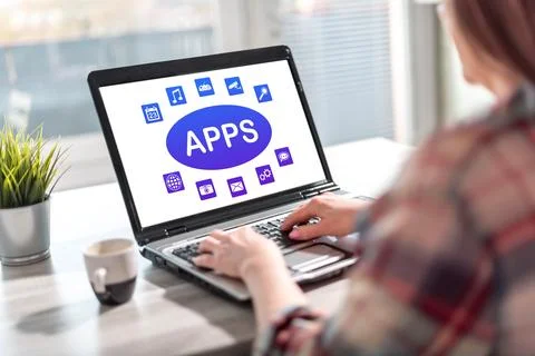 Apps concept on a laptop screen Stock-Fotos