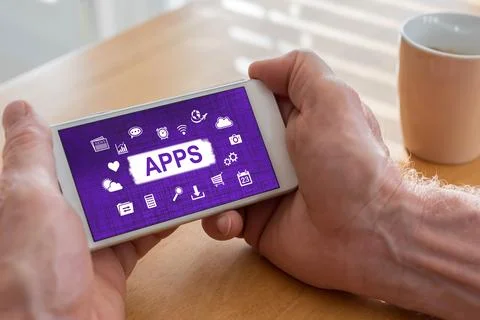 Apps concept on a smartphone Stock Photos