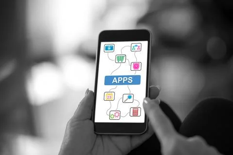 Apps concept on a smartphone Stock Photos