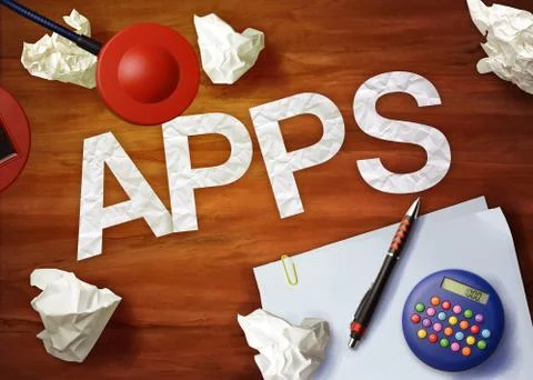 Apps desktop memo calculator office think organize Illustrazione stock
