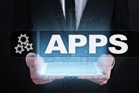 Apps development concept. Business and internet technology. Stock Illustration