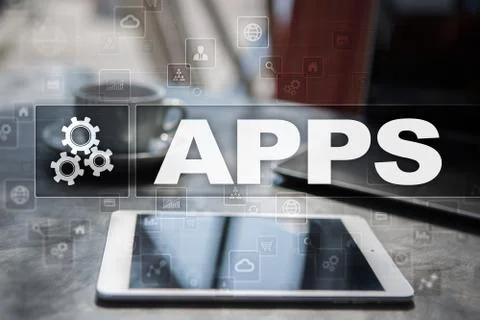 Apps development concept. Business and internet technology. Stock Illustration