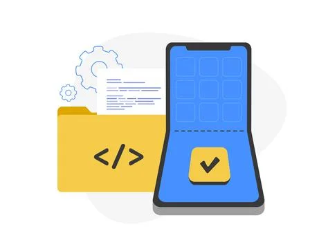 Apps Development For Foldable Devices. Design and Develop Mobile App for Stockillustratie
