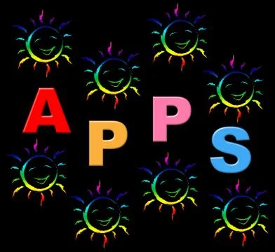 Apps kids representing application software and youth Stock Illustration