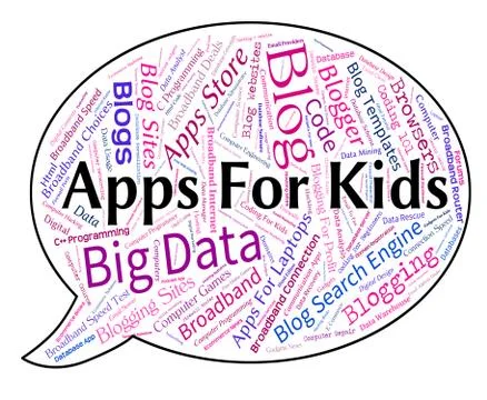 Apps For Kids Represents Application Software And Children Illustrazione stock