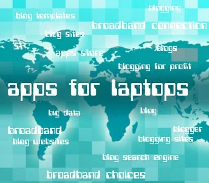 Apps For Laptops Indicates Application Software And Web Illustrazione stock