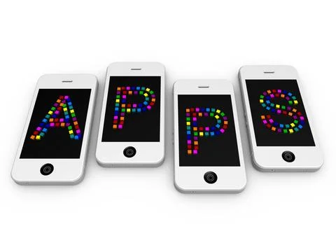 APPS lettering APPS with letters on each phone Copyright: xZoonar.com/Jona... 스톡 사진