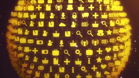 Apps Loop Turns Into Sphere Yellow Video stock 83993151