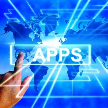 Apps map displays internet and worldwide applications Stock Illustration