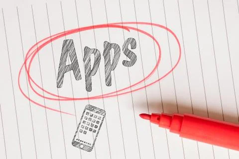 Apps message on linear paper Stock Photos