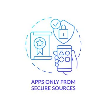 Apps only from secure sources blue gradient concept icon Stock Illustration