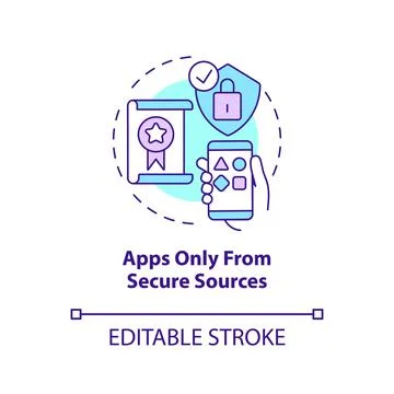 Apps only from secure sources concept icon Stock Illustration