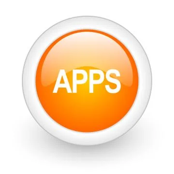 Apps orange glossy web icon on white background. Stock Illustration