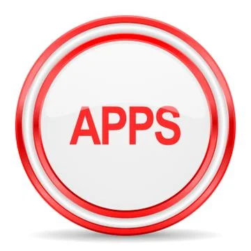 Apps red white glossy web icon Stock Illustration