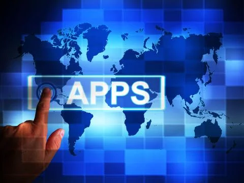 Apps store concept or software application icon means mobile or Stock Illustration
