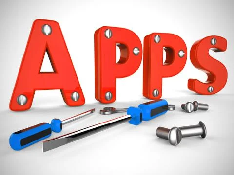 Apps store concept or software application icon means mobile or Stock Illustration