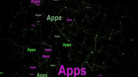 Apps text against network background Stock Illustration