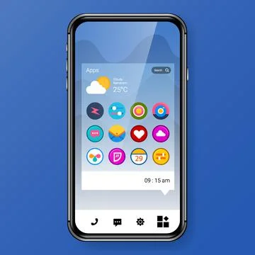 Apps user interface realistic smartphone home screen style modern Stock Illustration