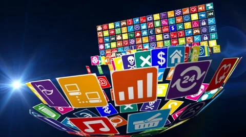 Apps wall turns into sphere Stock Footage 42975452