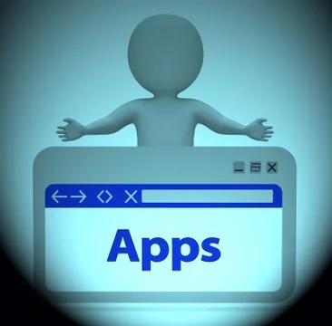 Apps Webpage Meaning Application Software 3d Rendering Stockillustratie