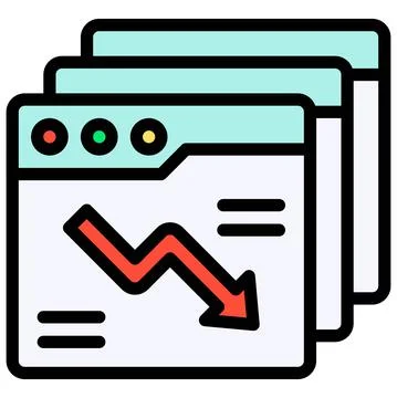 Apps windows with decrease arrow icon, Bankruptcy related vector イラスト素材