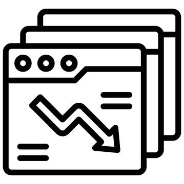 Apps windows with decrease arrow icon, Bankruptcy related vector Illustrazione stock