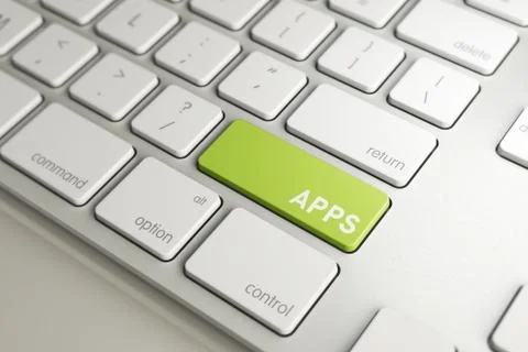 Apps word symbol on green button key of white keyboard イラスト素材