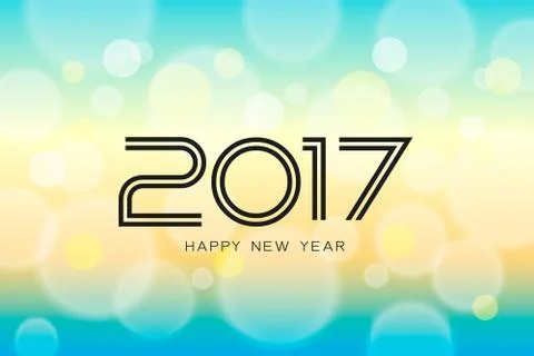 Appy new year 2017 with bokeh and lens flare pattern background. Stock Illustration