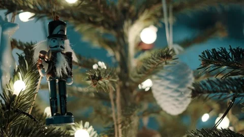 Appy New Year Christmas Tree Decorated Nutcracker Soldier Toys Video stock 258498993