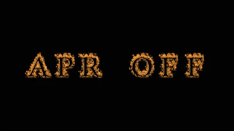 Apr Off fire text effect black background Stock Footage 136245650