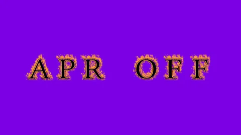 Apr Off fire text effect violet background Stock Footage 136245653
