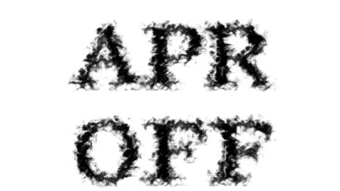 Apr Off smoke text effect white isolated background Stock Footage 139624896