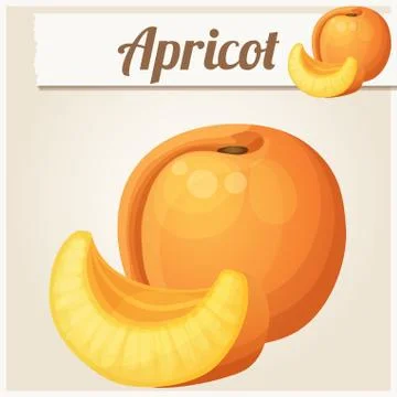 Apricot. Cartoon vector icon Stock Illustration