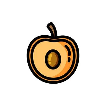 Apricot flat outlined icon. Vector fruit logo isolated on white background. V Stock Illustration