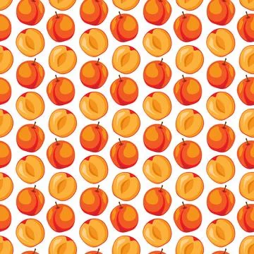 Apricot fruit flat seamless pattern on white background. Illustrazione stock