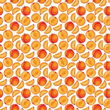 Apricot fruit flat seamless pattern on white background. Illustrazione stock