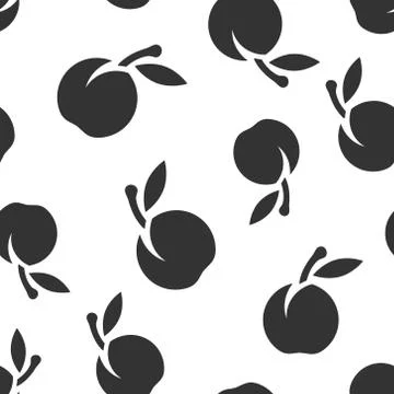Apricot fruit icon seamless pattern background. Peach dessert vector illustra イラスト素材