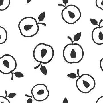 Apricot fruit icon seamless pattern background. Peach dessert vector illustra 스톡 일러스트
