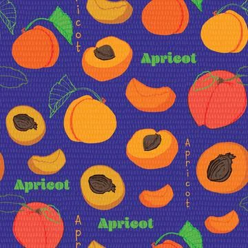 Apricot fruit pattern seamless vector background design in a colorful modern  Stock Illustration