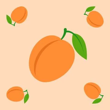Apricot fruit seamless for pattern fabric, simple apricot fruit cute repeat.. イラスト素材