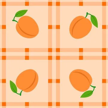 Apricot fruit seamless for pattern fabric, simple apricot fruit cute repeat.. 스톡 일러스트