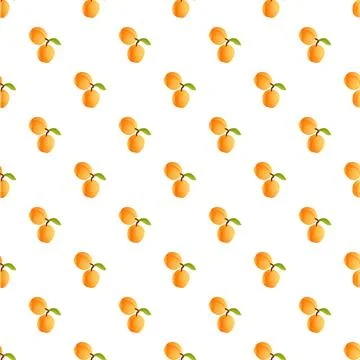 Apricot fruit seamless pattern on white background Illustrazione stock