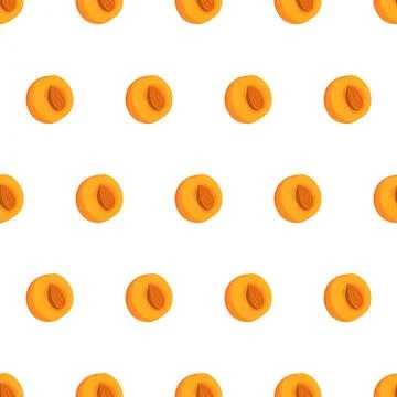 Apricot half with stone seamless pattern for textile design. Stock Illustration