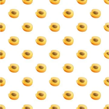 Apricot halves creating a seamless fruit pattern 스톡 일러스트