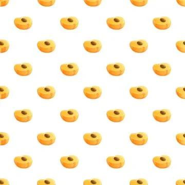 Apricot halves seamless pattern illustration on white background Illustrazione stock