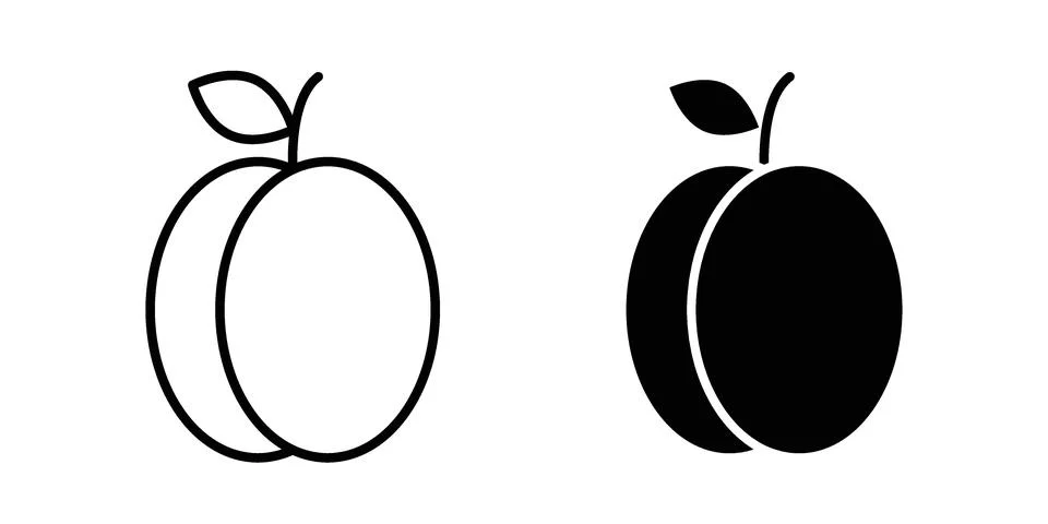 Apricot icon black vector isolated on white Stock Illustration