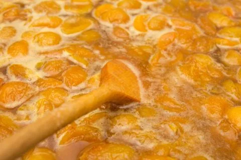 Apricot jam in the background Stock Photos