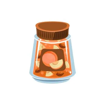 Apricot Jam In Transparent Jar Stock Illustration