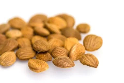 Apricot kernel / nuts isolated on white background. Stock Photos