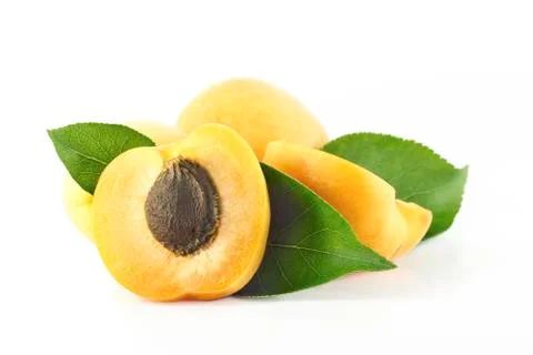 Apricot with leafs Stock Photos